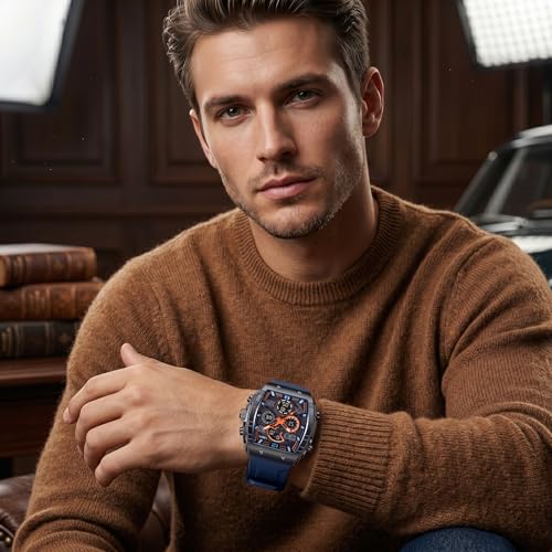 Image of V2A Impact-AXON 3103 Analog-Digital Watch for Men | Unique Tonneau Case & Multi-Layered Dial Design | Bold Fashion Performance Watch with 3 Time Zones, Countdown, 50M Water Resistance & Backlight