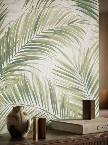 Newroom Papier Peint Vert Intissé avec motif feuilles pour Salon et Chambre - Vinyle Texturé 10,05x0,53m Made in Germany