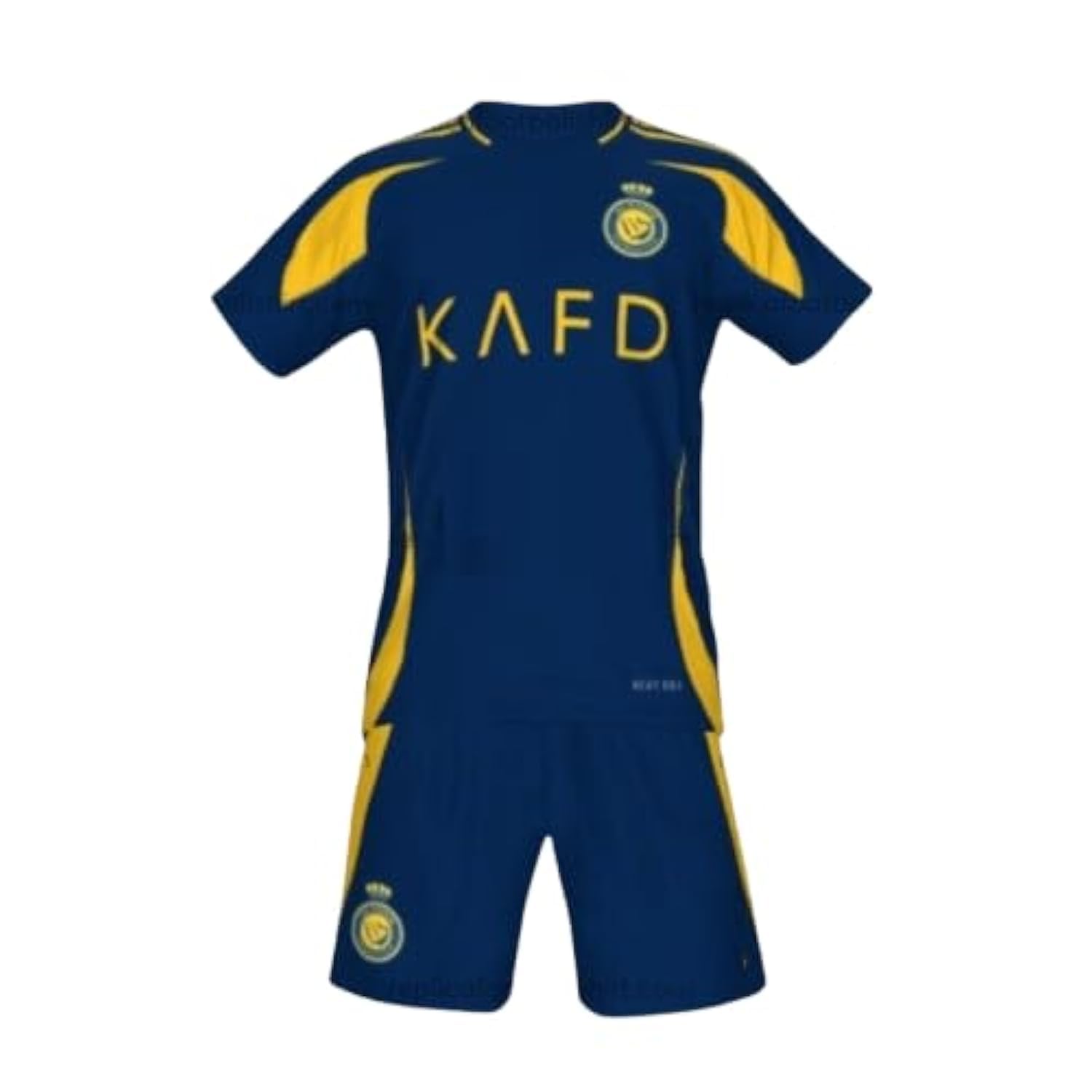 2024/25 New Season #CR7 Inspired Football Jersey Fans Football Kit New AL nassr Riyad Style polo kit with Shorts/Kids and Youth Size. 10-11 Years NavyBlue