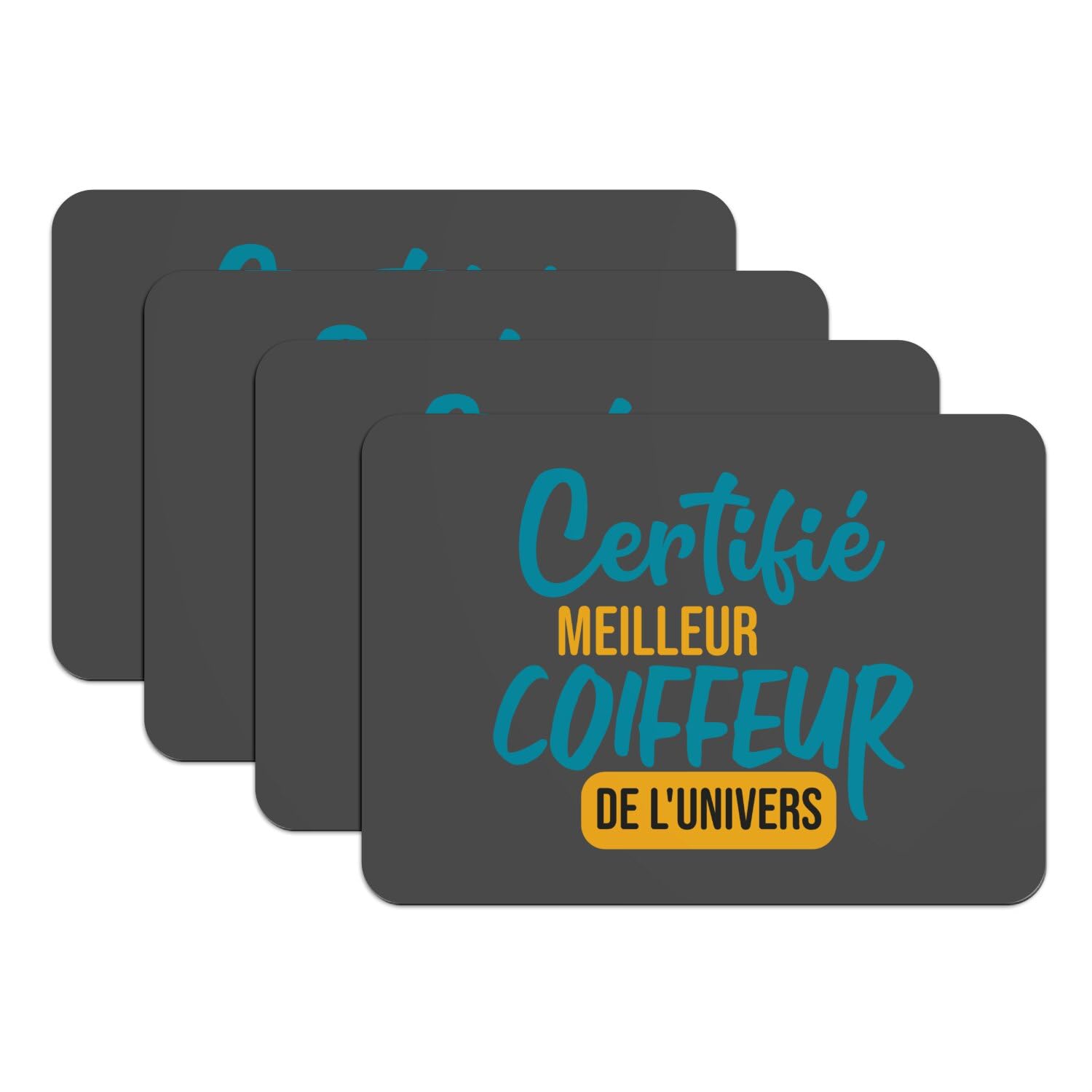 Sets de table caoutchouc noir humour coiffeur idée cadeau originale