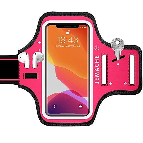 Brassard iPhone XS anti glisse rose pour sport et fitness
