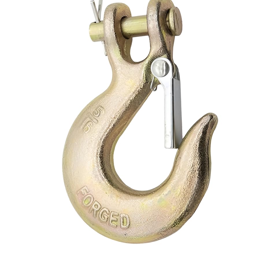 Clevis Hooks 6-Pack 3/8 Inch Clevis Slip Hooks - G70 Forged Steel With Safety Latches Trailer Safety Chain Hooks