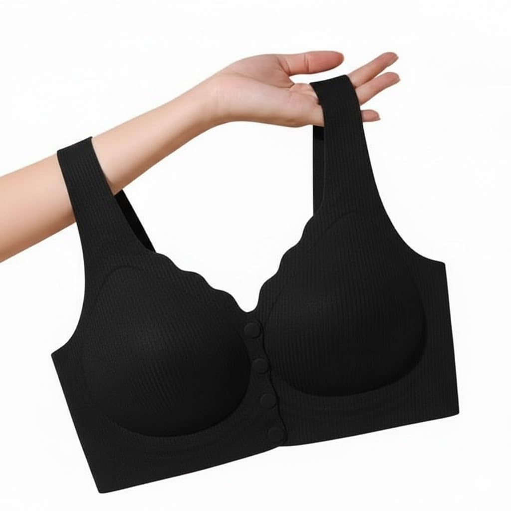Seamless Women’s Soft Stretchable Bra Comfort Bralette Front Open Bra [ Pack of 1 ] [ 3XL ] [ Color : Black ]