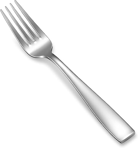 KEAWELL Louis - Juego de 4 tenedores de ensalada prémium de acero inoxidable 1810, juego de 4 tenedores finos con borde cuadrado, apto para