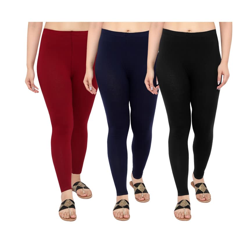 Image of NGT Super Cotton (Pack of 3) Ankle Length Leggings for Women and Girls.
