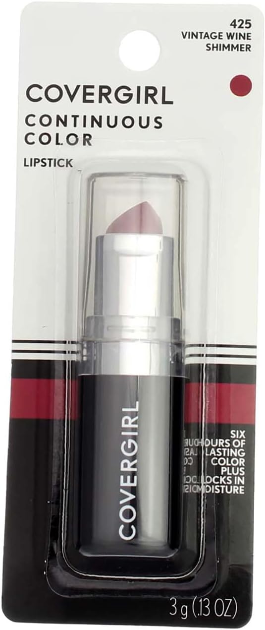 CoverGirl Continuous Color Lipstick, Vintage Wine [425], 0.13 oz (Pack of 4)