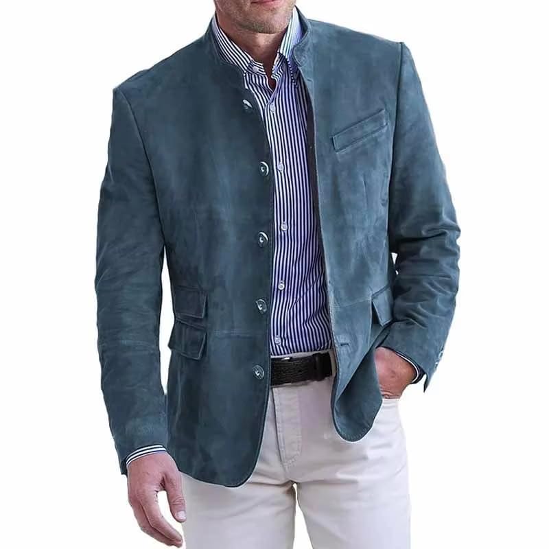 Men's European Casual Suit Jacket Business Daily Blazer for Men-Sky Blue014