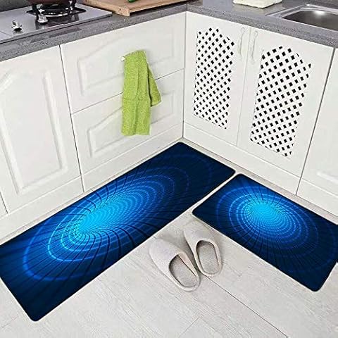 Sertiony 2 Pieces Rug Area Rug Kitchen Modern Kitchen Rug Bridge in Tunnel Connecting Different Black Hole Time Travel Dimension Parallel Worlds Digital 17"X48"+17"X24" Kitchen Rugs Non Skid Washable Cover