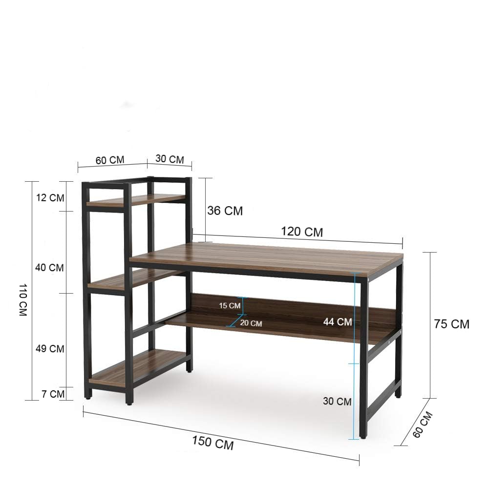 Engineered Wood Computer Table | 1 Year Warranty | Powder Coated Computer Table For Home & Office Work, Study Table For Adults, Home Office Table For Desktop Pc | 150 X 60 X 75 CM/DIY, Brown 20