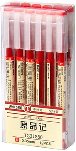 12 bolígrafos de tinta de gel roja de 0.014 in, bolígrafo extrafino, para suministros de papelería de oficina, escuela (rojo)