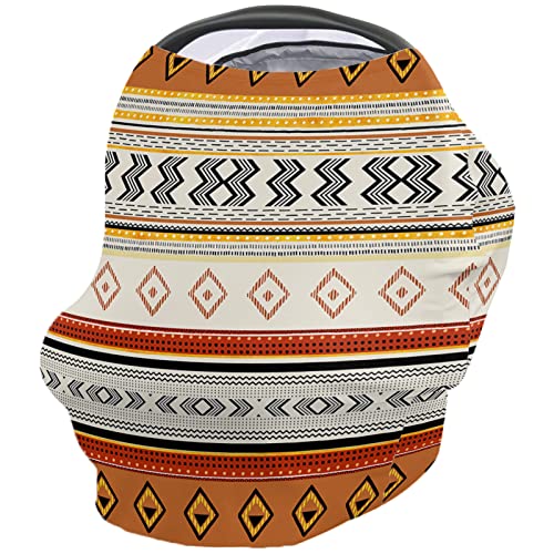 Nursing Cover for Breastfeeding Scarf, Geometric Stripes Tribal Style Farmhouse Baby Car Covers Super Soft Multi Use for Canopy Shopping Cart Cover Blanket Stroller Cover