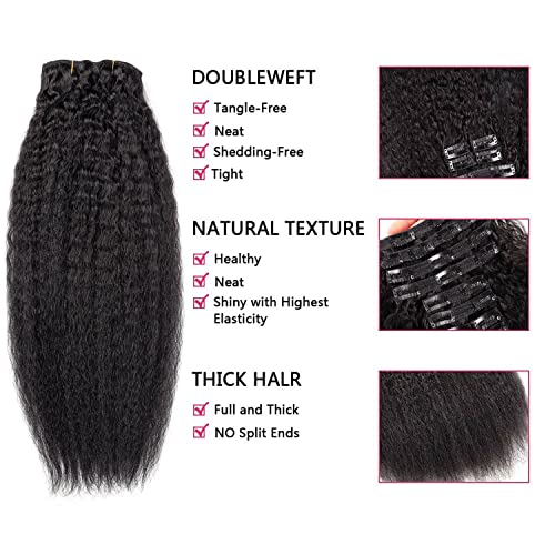 Alishow Kinky Straight Clip In Human Hair Extensions 14Inch 10Pcs 120G Natural Black Kinky Straight Clip Ins 8A Full Head Lace African Hair Clip In Extensions For Black Woman #TOP2