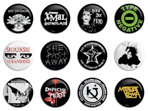 Goth Button Pack (12 Pins) - Post Punk, Dark, Occult, Eerie