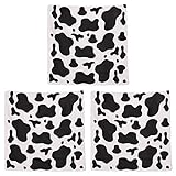 Beistle Polyester Fabric Cow Print Bandanas For Wild West Western Party Supplies, Farm Theme Cowboy Costume Accessories,Black/White, 22' x 22', 3-Piece