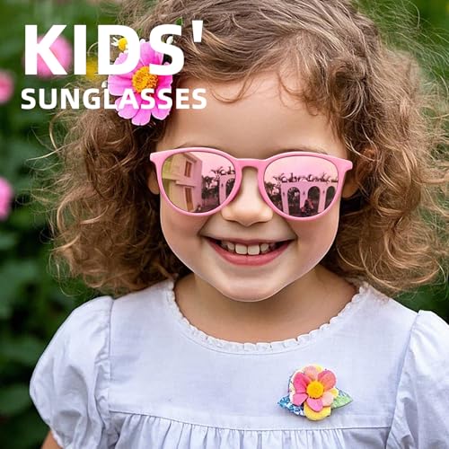 SUNGAIT Adorable Kids Polarized Sunglasses Round Toddlers Shades for Girls & Boys 3-8 100% UV Protection2