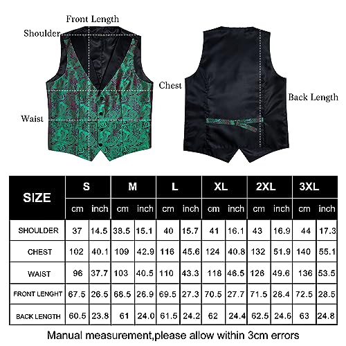 Image of DiBanGu Mens Paisley Vest Silk Sleeveless Suit Vest and Neck Tie Pocket Square Cufflinks Set for Wedding Formal