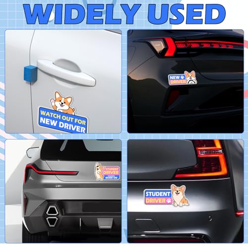 Image of 6Pcs Beginner Magnetic Car Stickers, Beginner Magnet Supplies for Car Student Driver Sign, Lovely New Driver Sticker Supplies Suitable for Keeping a Safe Distance on The Road