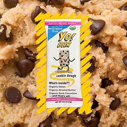 Yo! Bar By Bearded Brothers Vegan Organic Kids Bar | Gluten Free, Paleo And Whole 30 | Soy Free, Non Gmo, Low Glycemic, No Sugar Added, Fiber + Whole Foods | Cookie Dough | 25 Bars #TOP1