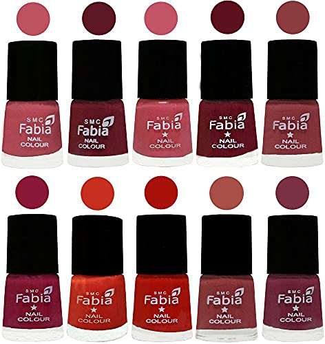 Image of SMC Fabia ALL IN ONE (PACK OF 10), Long Lasting Glossy Nail Polish, 6 ml Each, All Vibrant Colours,02425