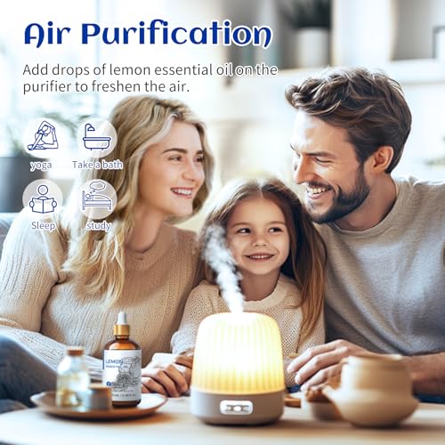 Image of HIQILI Lemon Essential Oil, Household Cleaning, Air Purification, Skin Care, Can be Added to Cleansers, Sprays, Body Lotions Use - 3.38 Fl Oz /100ML