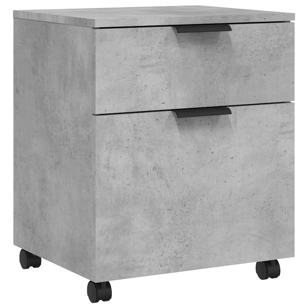 SaryEdge Mobile Rolling File Cabinet 1 Drawer & 1 Door Brown Oak Office Storage Solution for Documents 45x38x54 cm Stylish & Functional Desk,Gris Béton