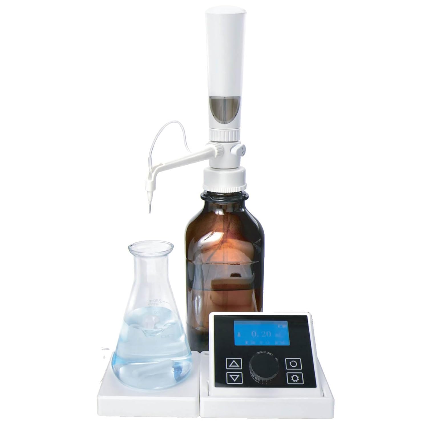 Digital Bottle Top Dispenser, Electronic Titrator, 0.01-99.99ml Adjustable Volume, 16 Gears Rate Adjustment, Data Transfer and Storage, Brown Bottle Not Included