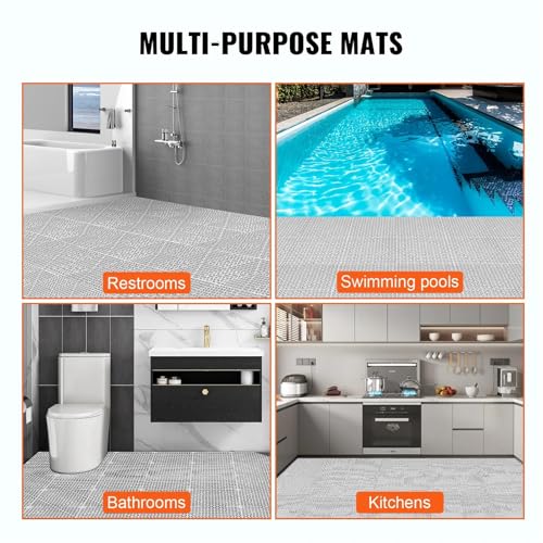 Image of Amazon Brand - Umi 12 Pc Interlocking Drainage Floor Mat Splicing Drainage Mats PVC Interlocking Drainage Floor Tiles Shed Basement Flooring Mats for Restroom Shower Bathroom Pool Wet Areas (30x30cm)