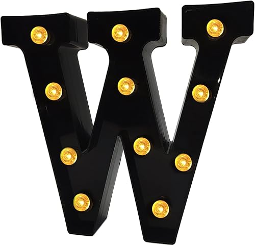 Miniatura 1 de Letras LED de marquesina del alfabeto negro, 26 letras del alfabeto iluminadas con bombilla de diamante, letras LED alimentadas por pilas para