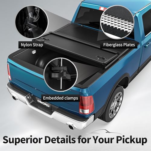 Image of OEDRO FRP Hard Tri-fold Tonneau Cover Fold Truck Bed Covers Compatible with 2015-2026 Ford F150 F-150 with 5.5 Feet Bed
