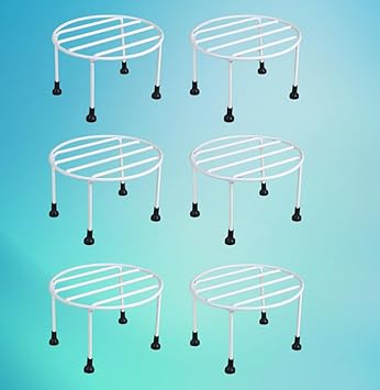 Round Metal Plant Stand for Indoor Outdoor Use Heavy Duty Pot Holder for Garden Balcony Patio Home Décor Flower Pots (8, White)