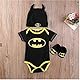 Pejihota Kinder 3-teiliger Anzug Kinder Batman Sommeranzug, Mützen und Socken Dreiteiliger Anzug (Kurzarm, 70 (0-6 Monate))