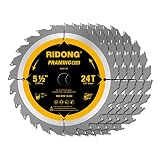 RIDONG 5-1/2 Inch 24 Tooth ATB Framing Circular Saw Blade, Cordless Trim Saw Blade with 5/8-Inch Arb