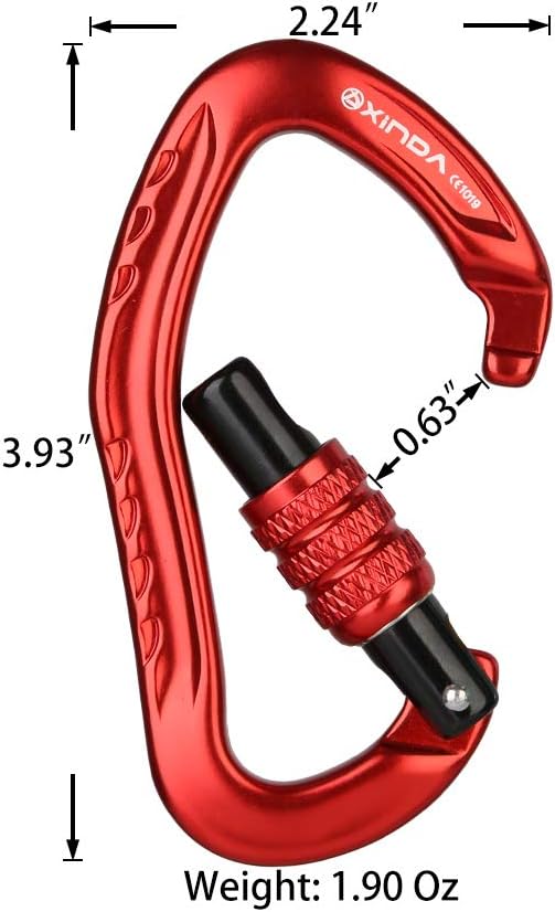 22KN Auto Locking Carabiner Clip - Twist Lock Climbing Carabiner CE UIAA Certified, Heavy Duty Carabiners for Climbing,Rappelling,Hammock,Hiking,Camping - Image 5