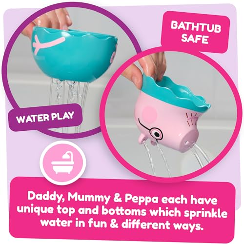 Toomies Peppa Pig Nesting Family Bath Toy, Babies and Toddler Water Toys, Stacking and Nesting Figures for Sensory Play, Beach and Pool Toys, Easy to Clean, Peppa George Mummy Daddy, 18 Months and Up