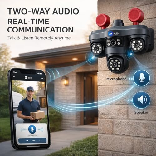 Image of Maizic Smarthome TRIGENIE Siren 4G Black 5MPx3 Triple Lens AI PTZ Outdoor Security Camera | 360 Pan View | Color Night Vision | Human Detection | 2-Way Audio | IP67 Waterproof