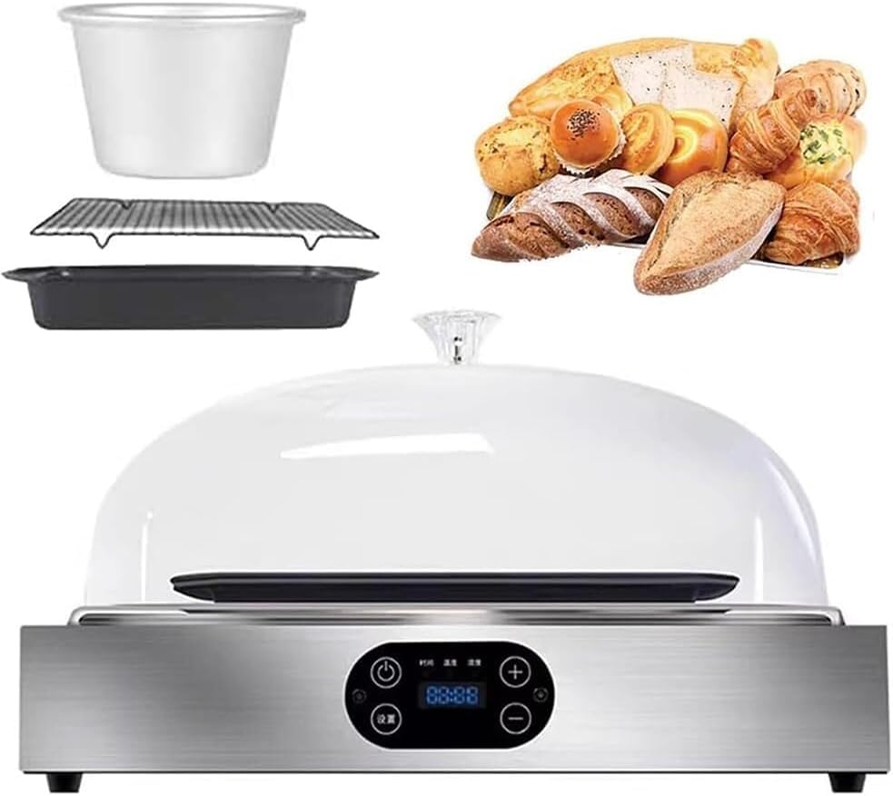 Electric Dough Proofer, with Humidity & Temperature Adjustable, 99H Timing, Stainless Steel Liner, Transparent and Visible, for Making Bread, Yogurt, Natto, Steamed Buns (DoubleLayer)