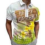 Camiseta térmica para hombre 2025, nueva sudadera con estampado de primavera y verano, Pascua, para hombre, con cremallera, botón, solapa, camiseta casual de moda para hombre, camiseta de Navidad,