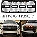 Raptor Style Grill for F150 2009 2010 2011 2012 2013 2014, Front Grille for Ford with F& R Letters and Three Bright Amber LED Lights, Matte Black
