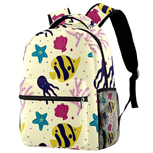 Sac à dos livres d'école motif corail enfant fille garçon léger