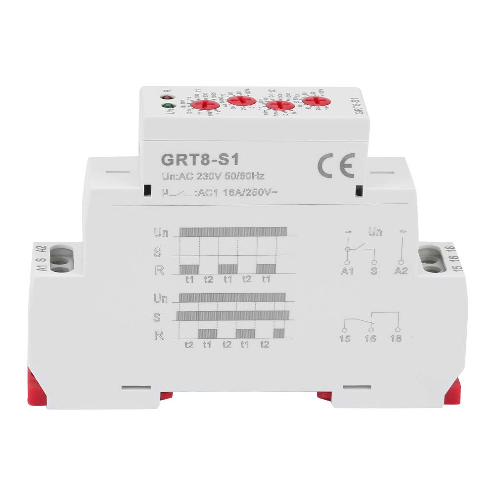 Relais de minuterie de cycle GRT8-S1 asymétrique sur rail DIN 35mm tension 230V