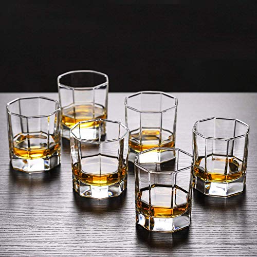 Image of Whiskey Glasses 300 ML Gift Set for Men,Heavy Duty Whiskey Glasses,Rock Style,Old Fashioned Whisky Glass Tumblers,Suitable for Vintage Cocktails Glasses, Bourbon and Scotch,Set of (6)