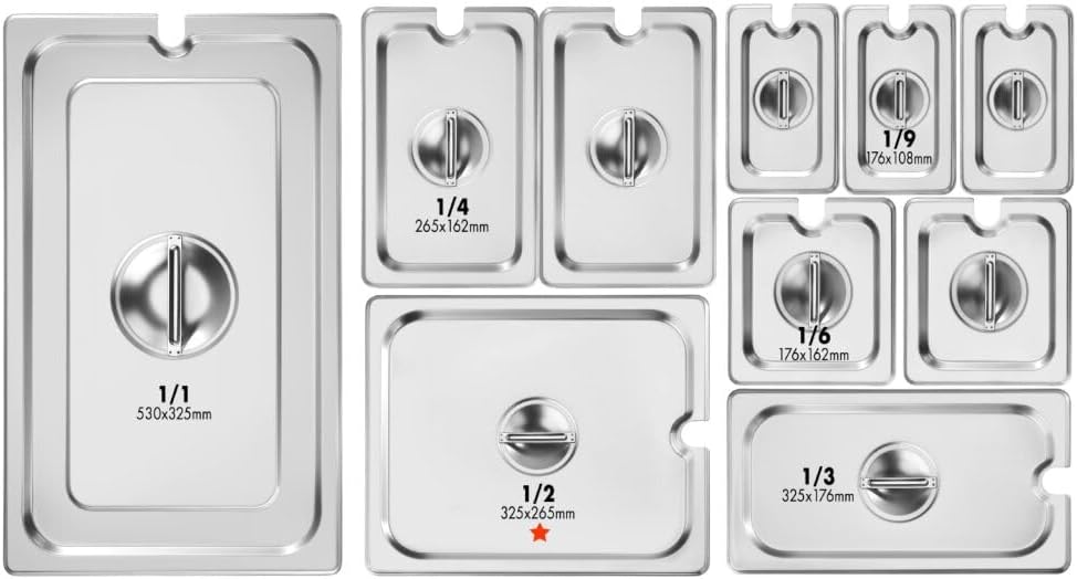 New Star Foodservice 1/2 Size Steam Table Pan Cover, Notched, 18/8 Stainless Steel, 24-Gauge