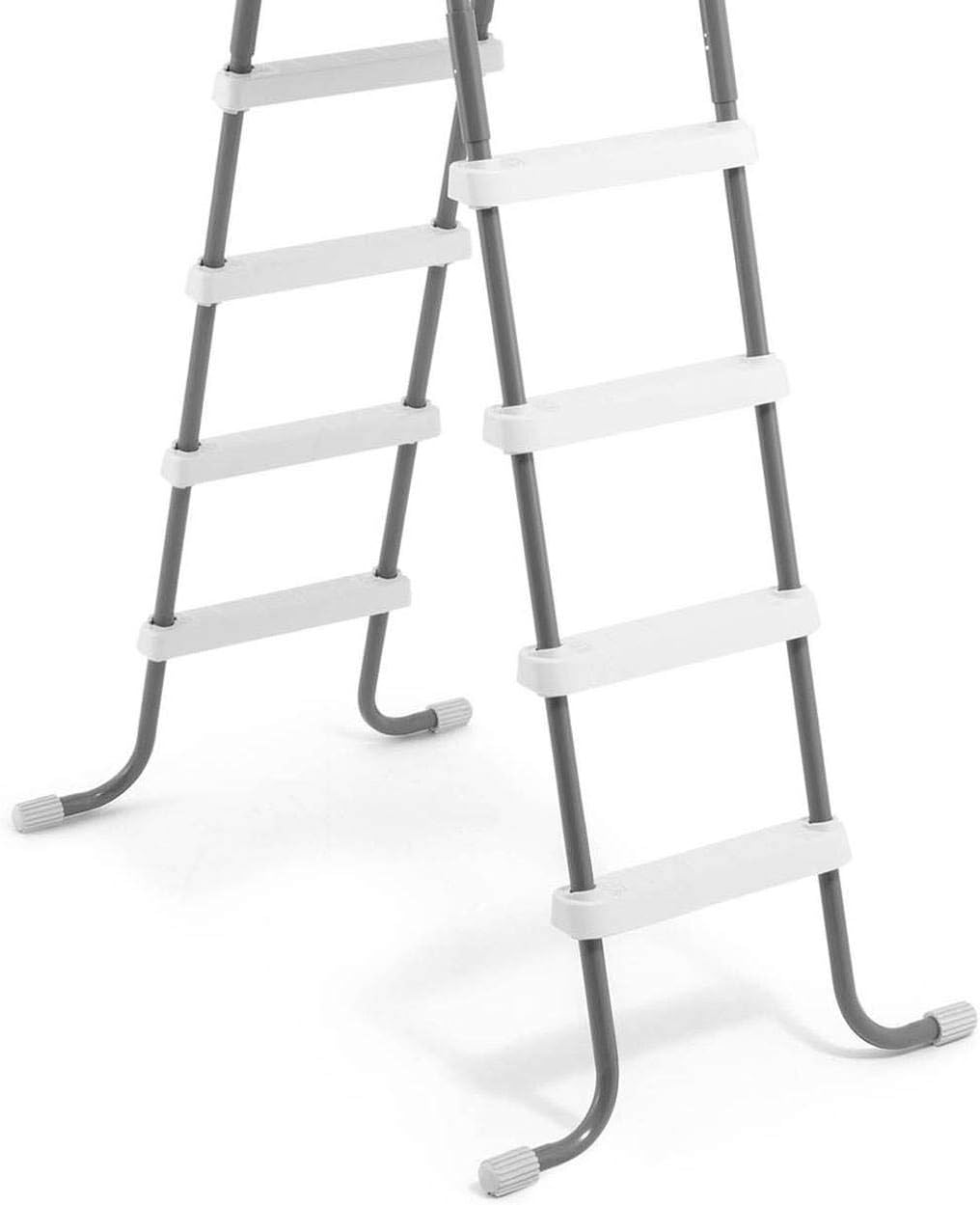 Intex 28067E Steel Frame 52" Pool Entry Step Ladder with Secure Non-Slip Steps for Above Ground Outdoor Swimming Pools, Silver
