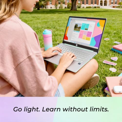 Image of HP 2026 New Everyday Laptop with Copilot AI • AMD High Performance Processor • 128GB SSD • Microsoft Office 365 Included • Thin & Portable • 12hrs Battery • Windows 11 | w /o Mouse