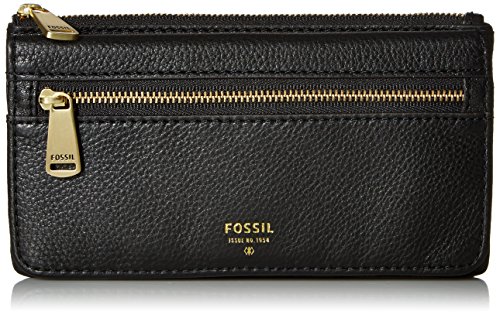 Fossil Women's Preston Rfid Flap Wallet-Black, One Size
