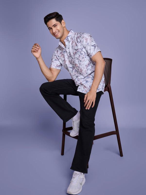 Image of Pinkmint Stylish Shirt for Men ll Printed Half Sleeve Shirt's ll Regular Fit Chest Pocket Shirt