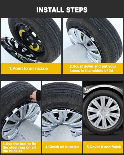 Image of ABX Hubcaps,16 inch hubcaps Set of 4, Wheel Rim Cover ABS Material, Snap On Car Truck SUV Replacement, for Toyota Camry Nissan Mazda etc (OV Silver, 16 inch)
