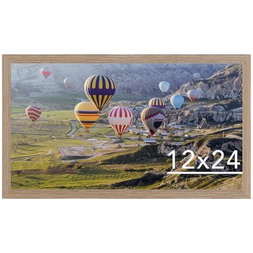 Image of JCJMY 12x24 Picture Frame Rustic Brown for Wall Hanging, Wall Mounting Horizontally or Vertically, 12 x 24 Wall Gallery Poster Photo Frame with Shatter Resistant Plexiglass, Rustic Brown