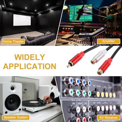 Adaptador divisor en Y de audio con conectores RCA macho a hembra sin pérdida de señal 4