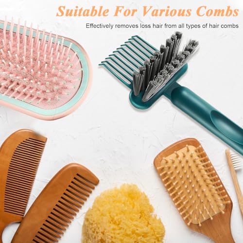 Image of HASTHIP 2-in-1 Hair Brush Cleaning Tool Hair Brush Cleaner Comb Hair Detangling Rake Brush Tangled Hair Remover Tool for Hair Dust Removing, Home and Salon Use